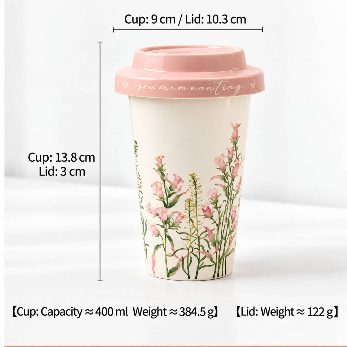 Spring Lily Tall Ceramic Coffee Mug with Lid - CM041