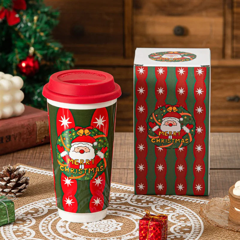 Christmas Ceramic Travel Mug with Silicone Lid – CM052