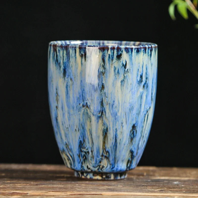 Handleless Flambe Porcelain Coffee Mug