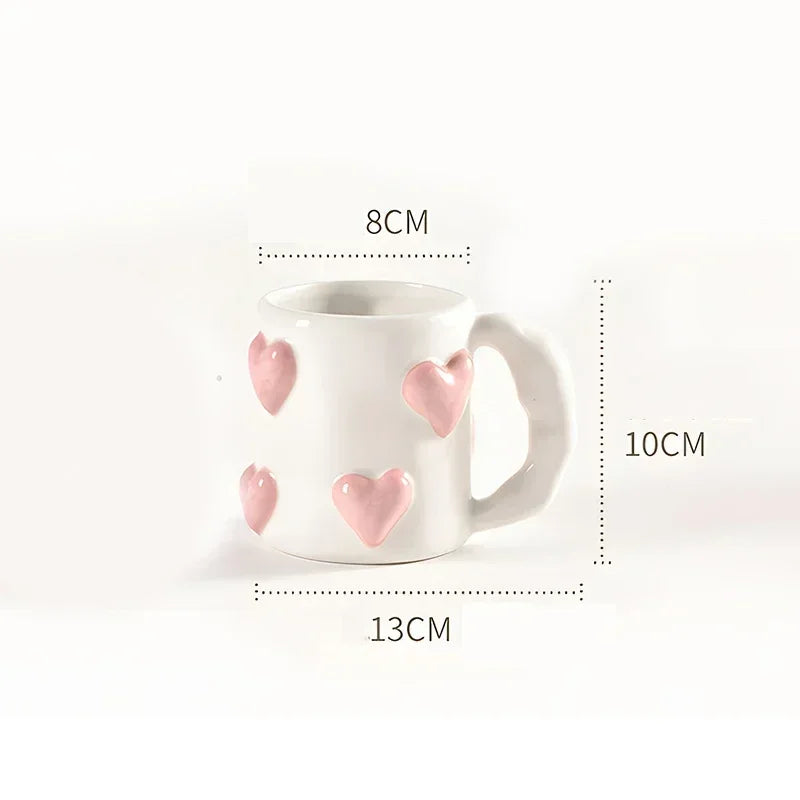 3D Heart-Shaped Ceramic Mug