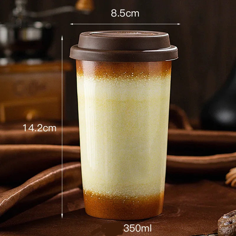 Gradient Glaze Travel Ceramic Mug with Silicone Lid - CM015