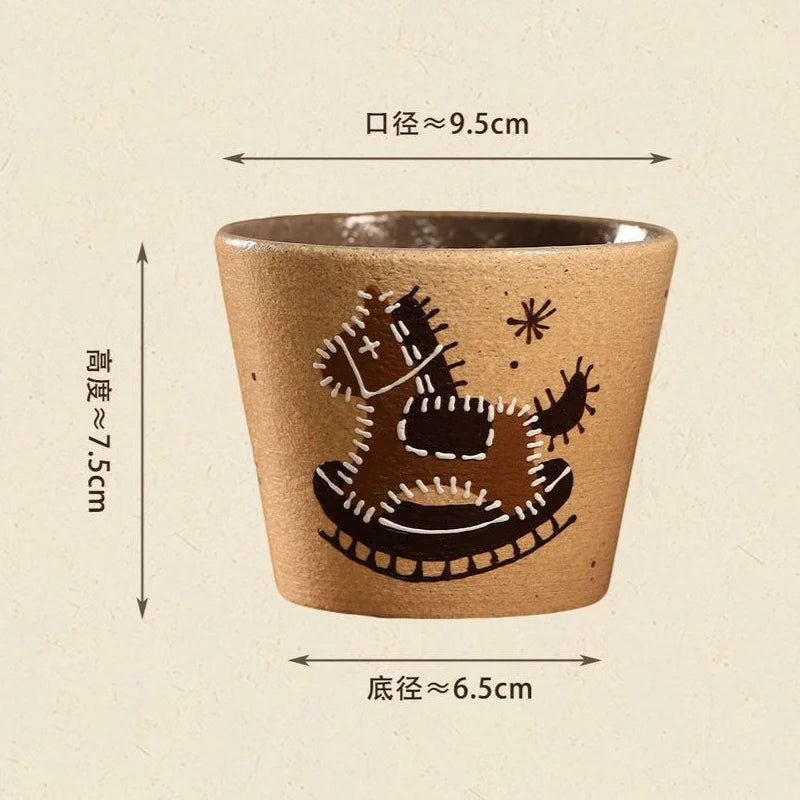 Vintage Jingdezhen Underglaze Ceramic Mug - CM029