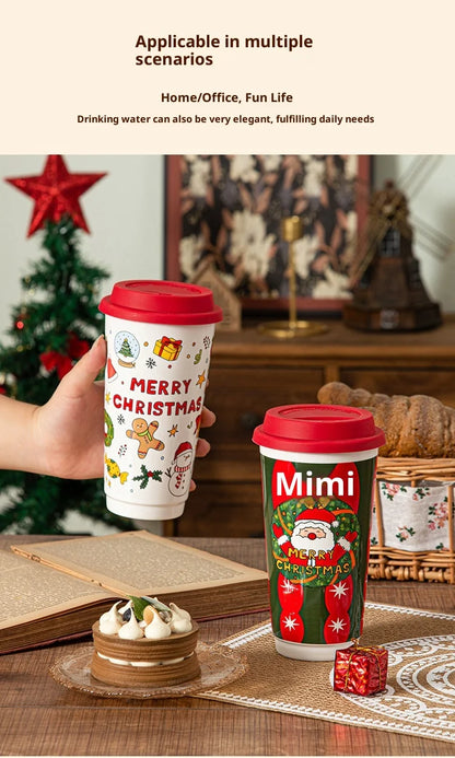 Christmas Ceramic Travel Mug with Silicone Lid – CM052