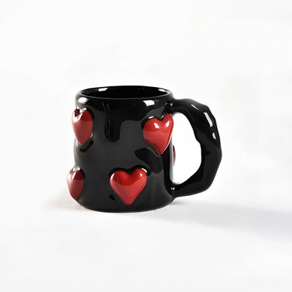 3D Heart-Shaped Ceramic Mug