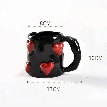 3D Heart-Shaped Ceramic Mug