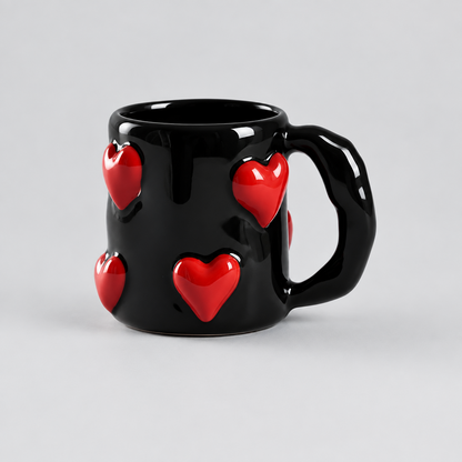 3D Heart-Shaped Ceramic Mug