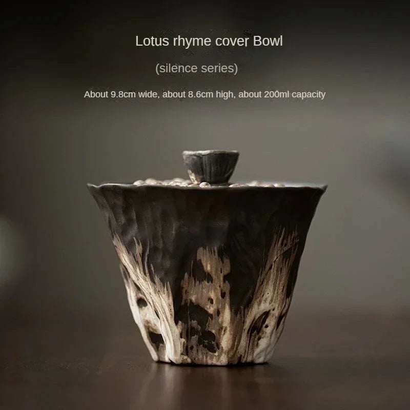 Handmade Embossed Lotus Coarse Ceramic Cup