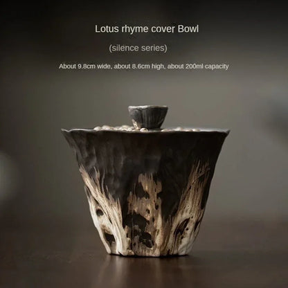 Handmade Embossed Lotus Coarse Ceramic Cup