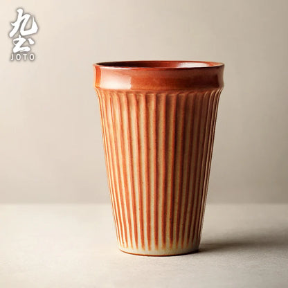 Vintage Ribbed Ceramic Tall Coffee Mug - CM035