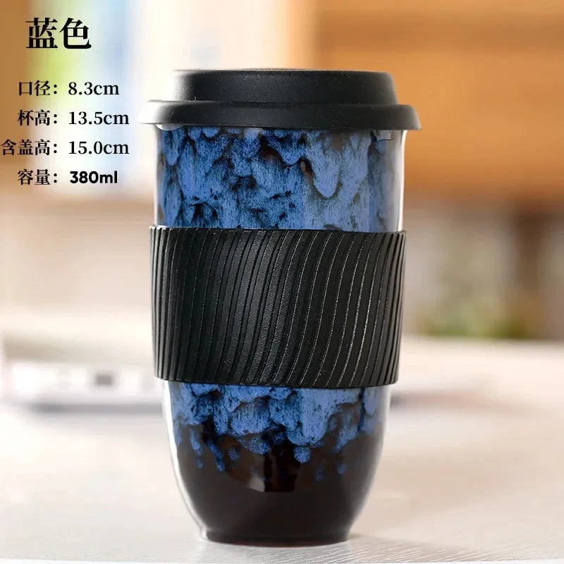 Portable Pottery Travel Mug Cup With Lid