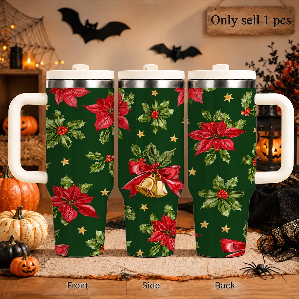 Holly & Poinsettia Christmas Insulated Tumbler - CM056