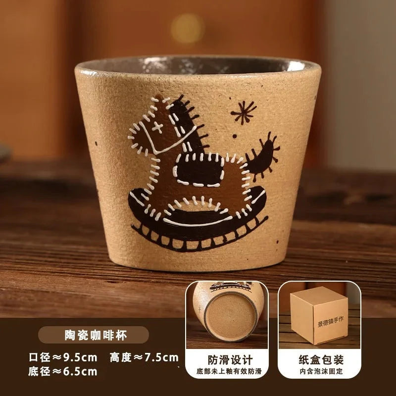 Vintage Jingdezhen Underglaze Ceramic Mug - CM029