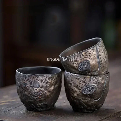 Handmade Pottery Gilt Teacup