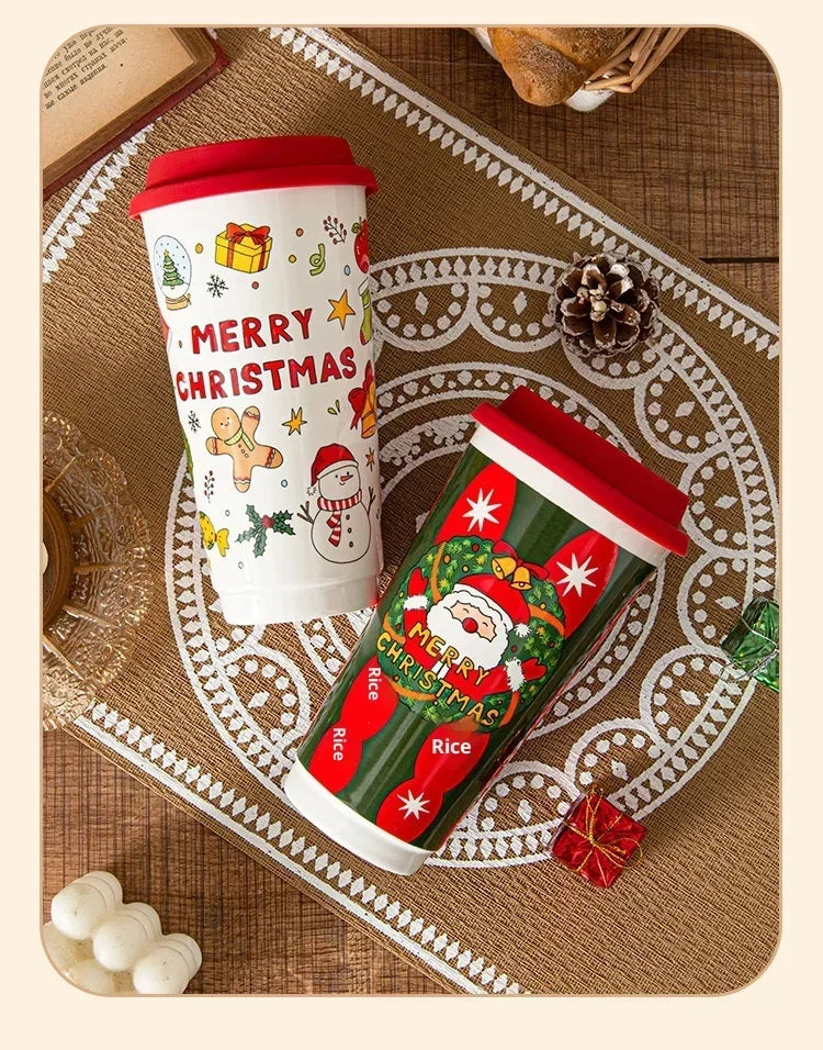 Christmas Ceramic Travel Mug with Silicone Lid – CM052