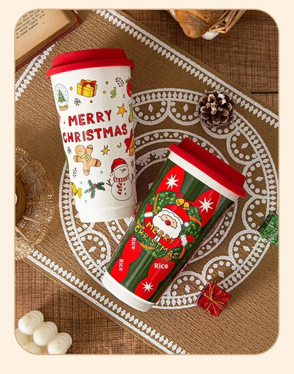 Christmas Ceramic Travel Mug with Silicone Lid – CM052