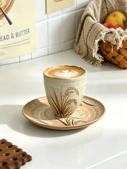 Retro Hand-Painted Ceramic Coffee Cup Set - CM027