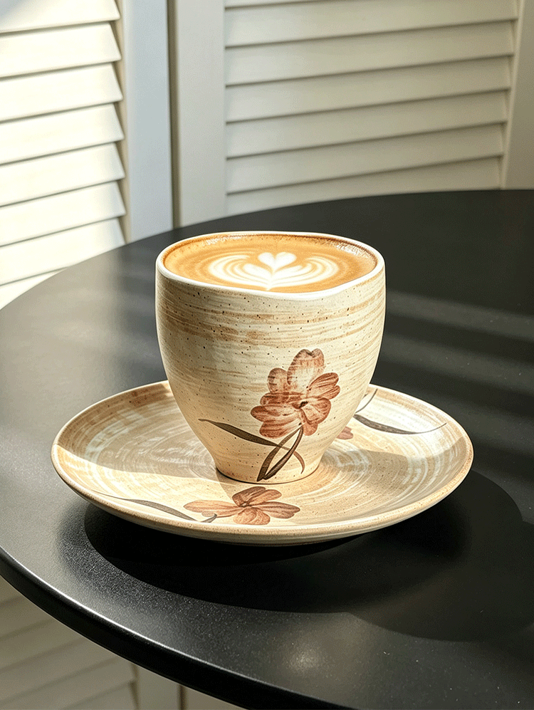 Retro Hand-Painted Ceramic Coffee Cup Set - CM027