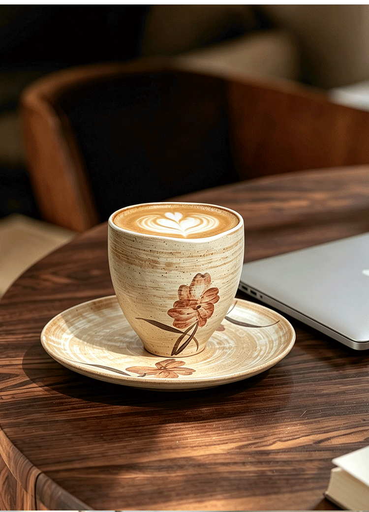 Retro Hand-Painted Ceramic Coffee Cup Set - CM027