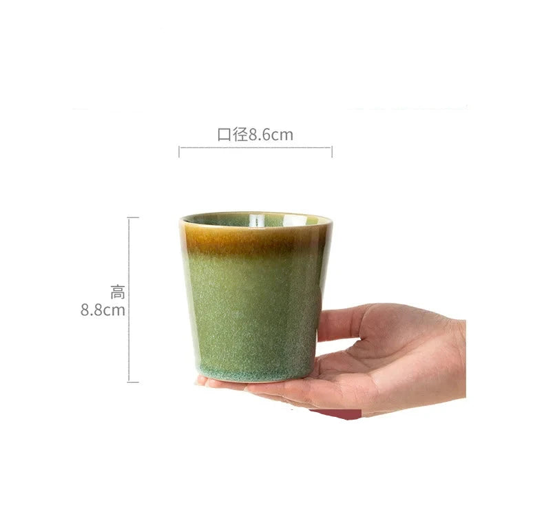 Vintage Japanese Kiln Green Handleless Cup - CM021