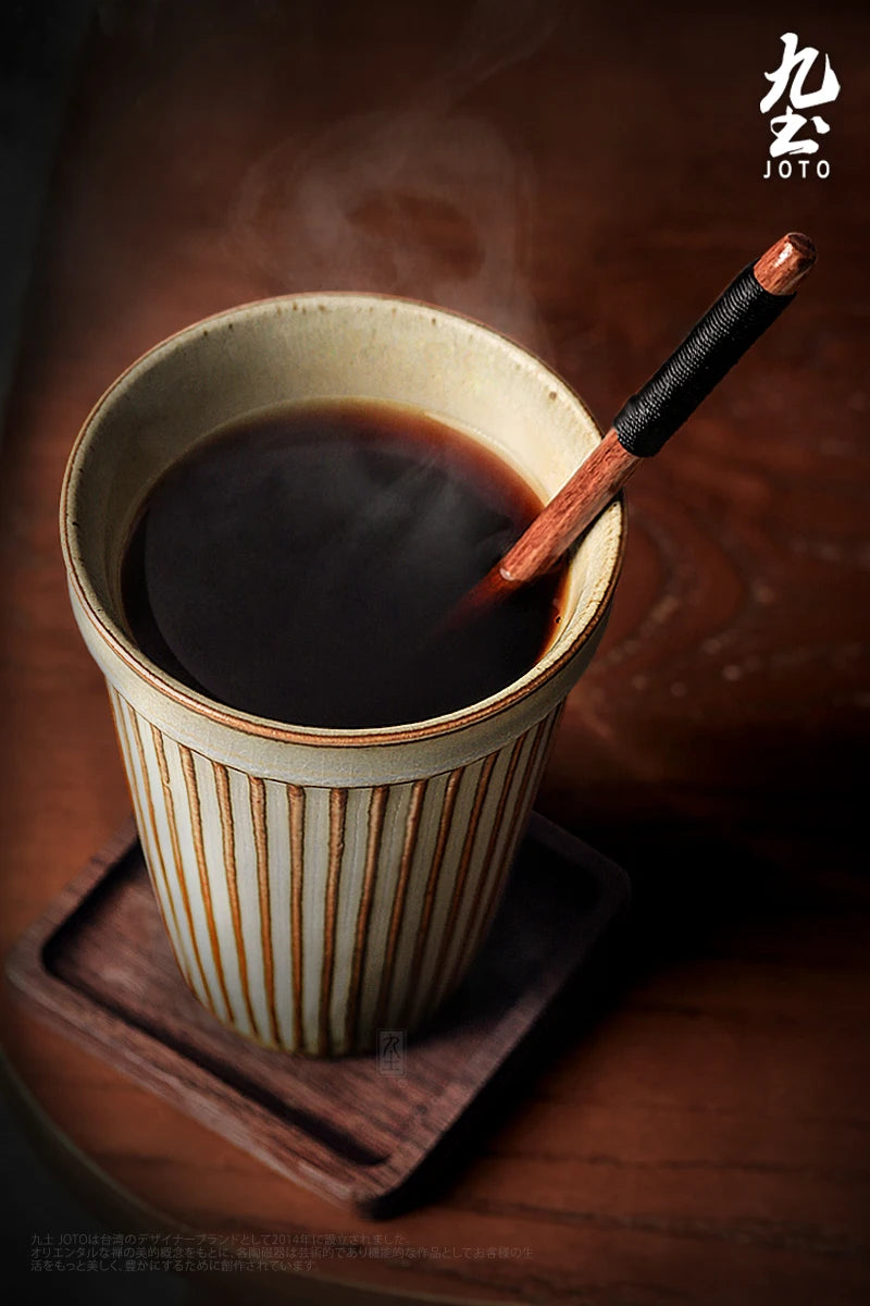Vintage Ribbed Ceramic Tall Coffee Mug - CM035