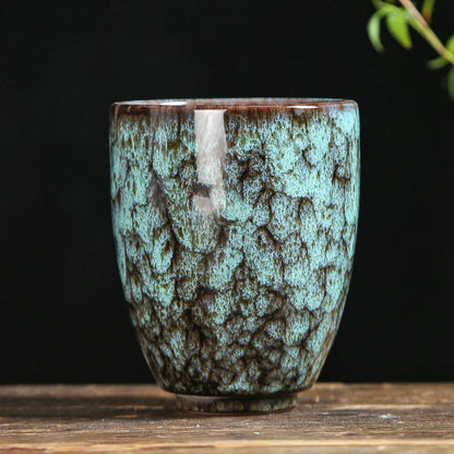 Handleless Flambe Porcelain Coffee Mug