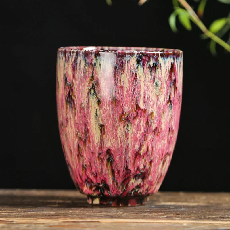 Handleless Flambe Porcelain Coffee Mug