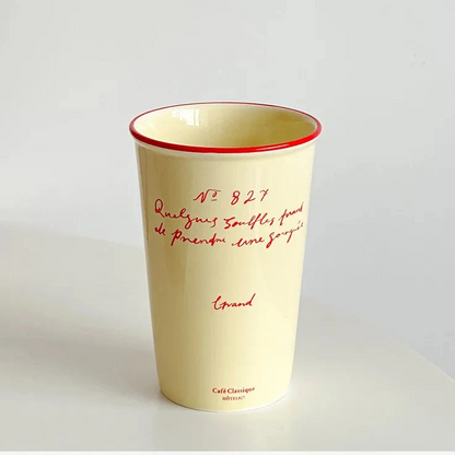 Pastel French Script Tall Ceramic Coffee Mug - CM033