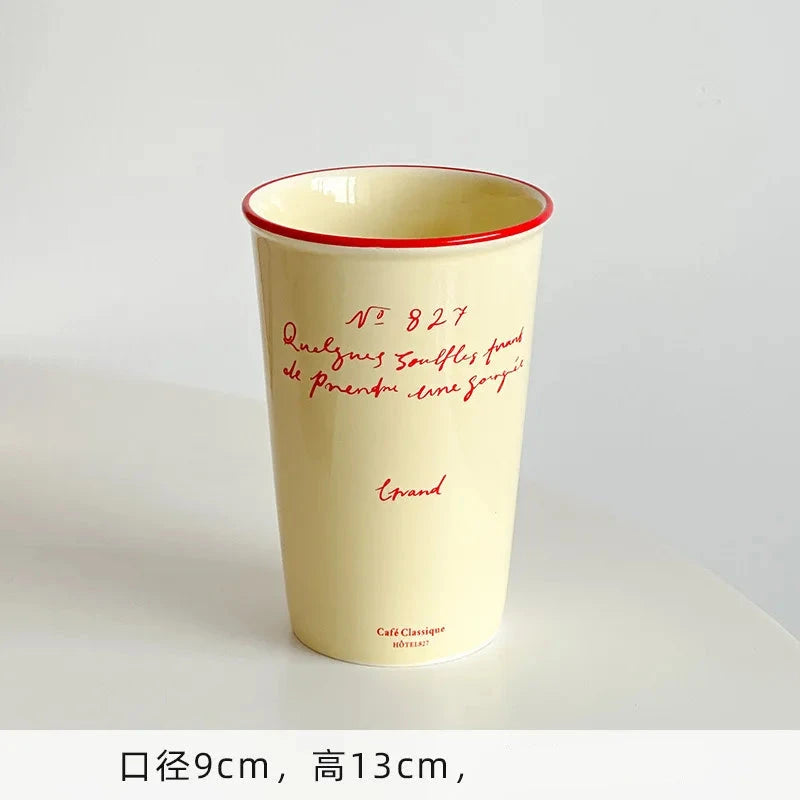 Vintage French Lettered Tall Ceramic Coffee Mug - CM033