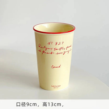 Vintage French Lettered Tall Ceramic Coffee Mug - CM033