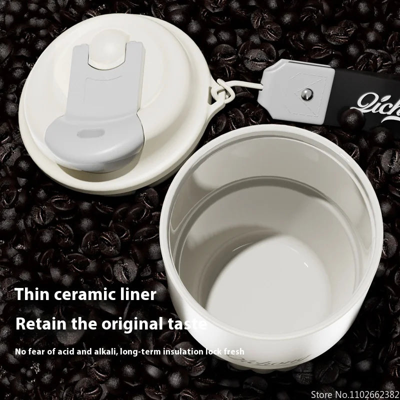 Ceramic Liner Thermos Travel Coffee Mug