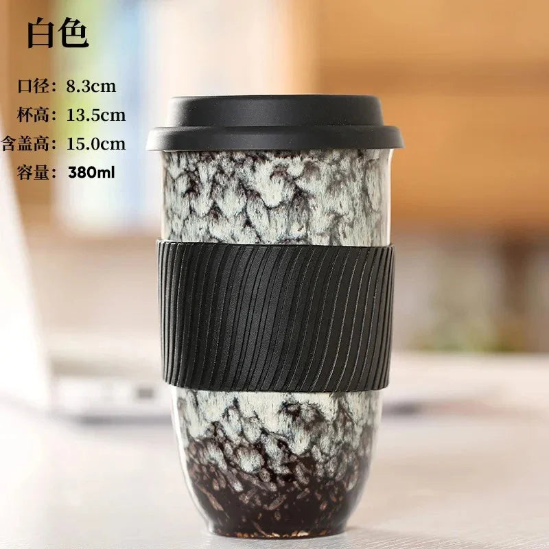 Portable Pottery Travel Mug Cup With Lid