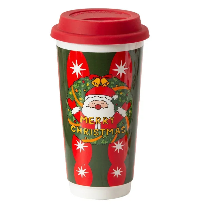 Christmas Ceramic Travel Mug with Silicone Lid – CM052