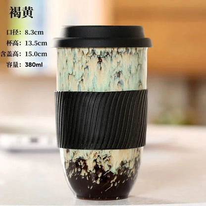 Portable Pottery Travel Mug Cup With Lid