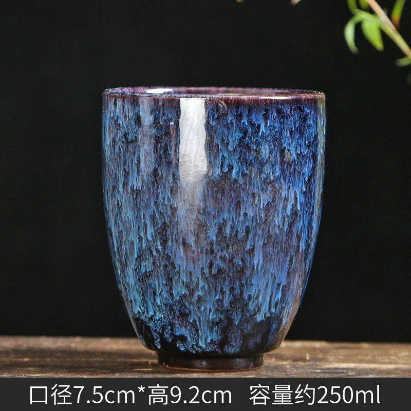 Handleless Flambe Porcelain Coffee Mug