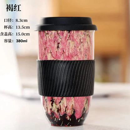 Portable Pottery Travel Mug Cup With Lid