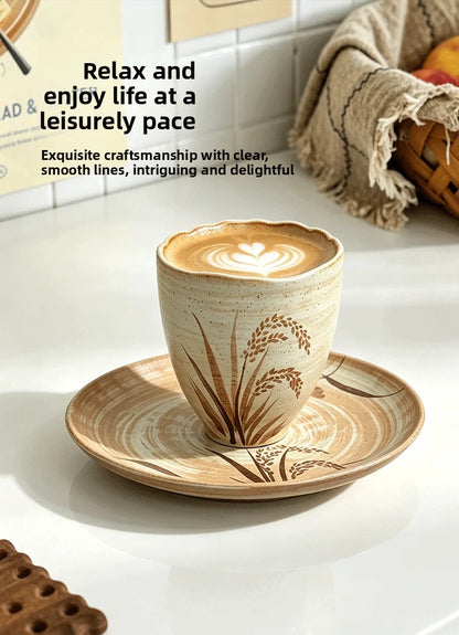 Retro Hand-Painted Ceramic Coffee Cup Set - CM027