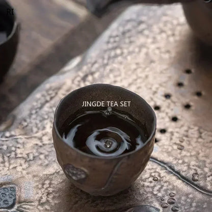 Handmade Pottery Gilt Teacup