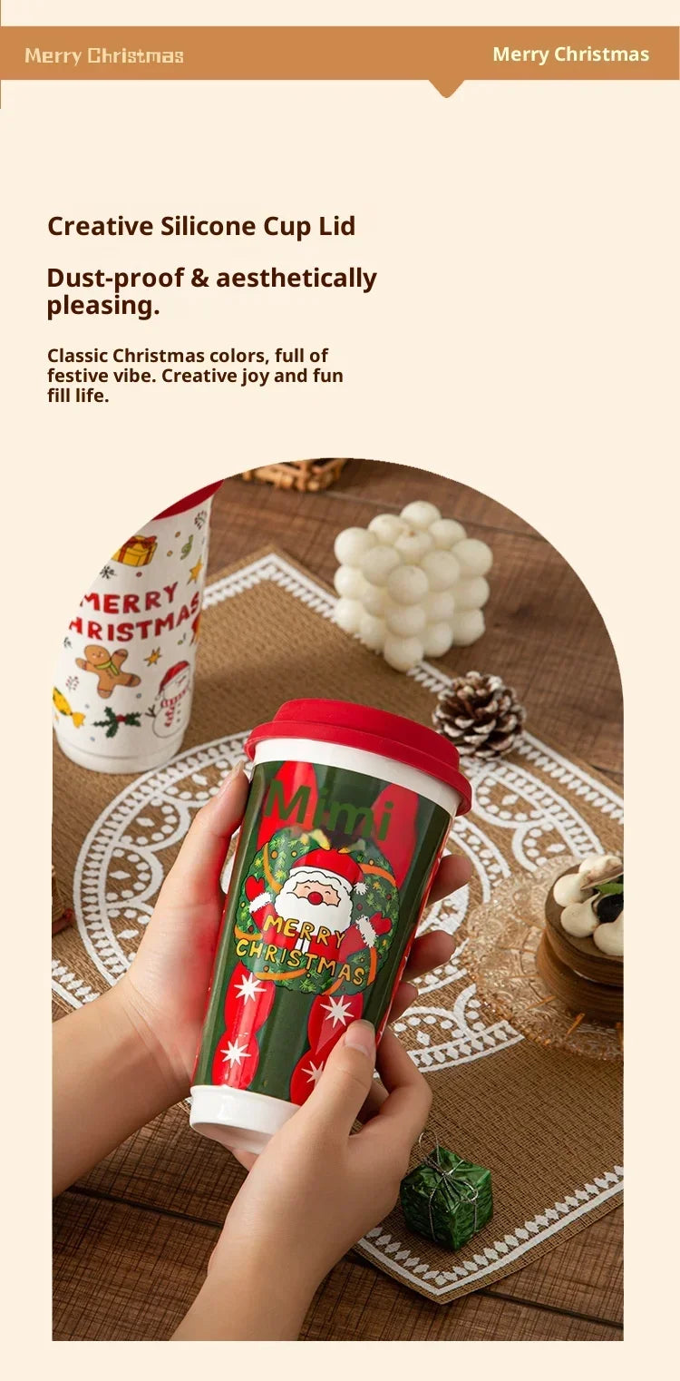 Christmas Ceramic Travel Mug with Silicone Lid – CM052