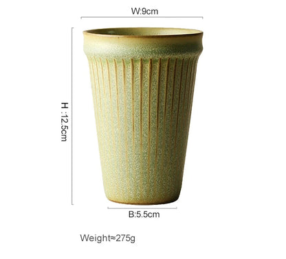 Vintage Ribbed Ceramic Tall Coffee Mug - CM035