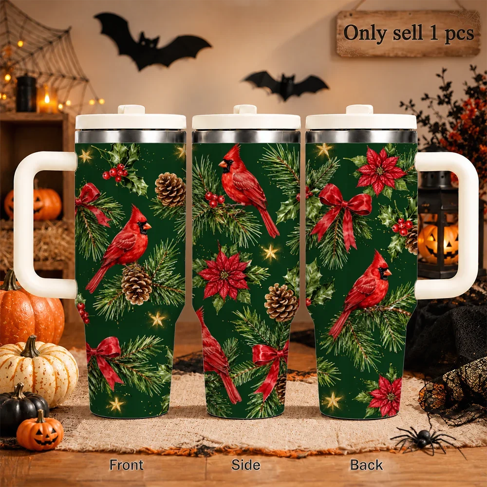 Holly & Poinsettia Christmas Insulated Tumbler - CM056