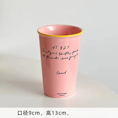 Vintage French Lettered Tall Ceramic Coffee Mug - CM033