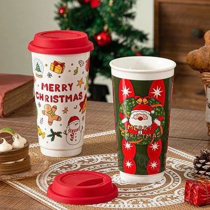 Christmas Ceramic Travel Mug with Silicone Lid – CM052