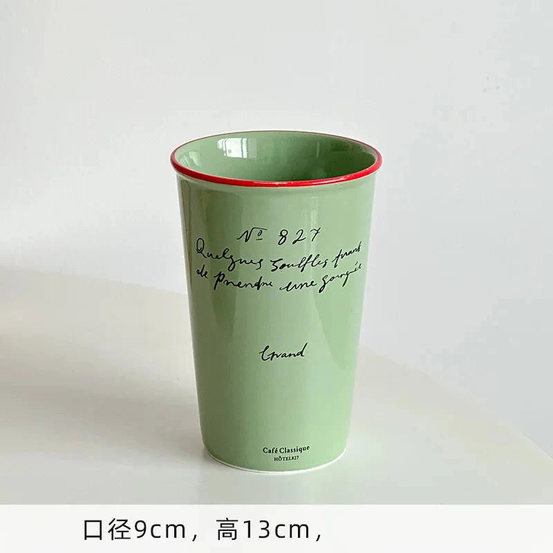 Vintage French Lettered Tall Ceramic Coffee Mug - CM033