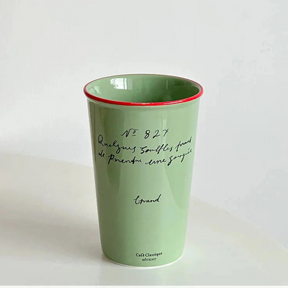 Pastel French Script Tall Ceramic Coffee Mug - CM033