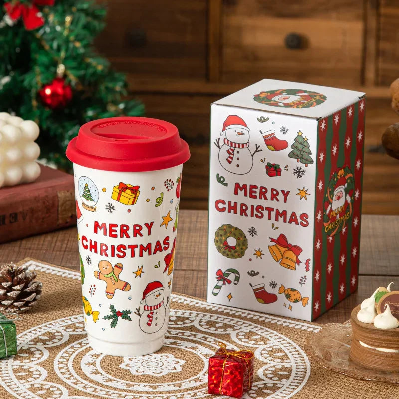 Christmas Ceramic Travel Mug with Silicone Lid – CM052