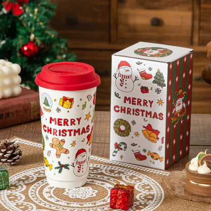 Christmas Ceramic Travel Mug with Silicone Lid – CM052