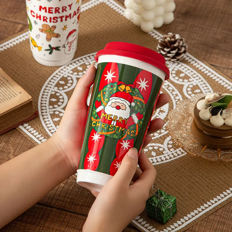 Christmas Ceramic Travel Mug with Silicone Lid – CM052