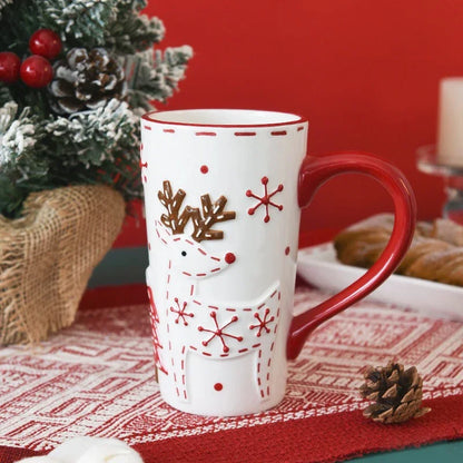 Christmas Reindeer Tall Ceramic Mug - CM051