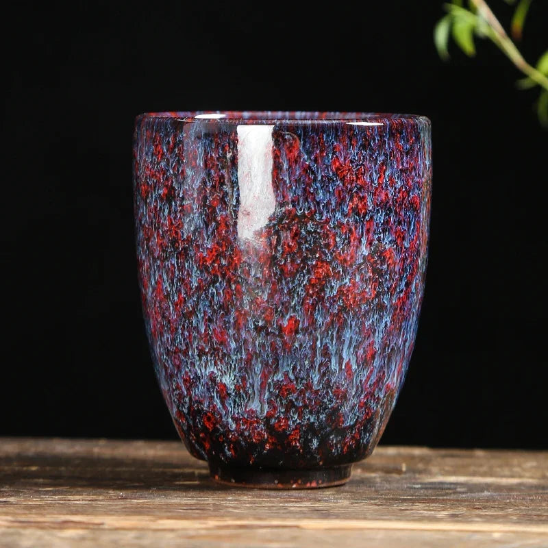 Handleless Flambe Porcelain Coffee Mug