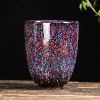 Handleless Flambe Porcelain Coffee Mug